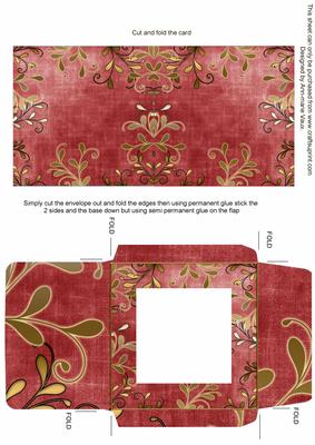 Gold Swirl Red Midi Card and Envelope Sheet