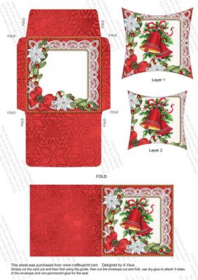 Christmas Bells Poinsettia Mini Card Envelope Pointy Stacker