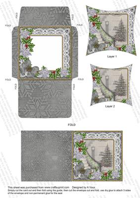 Grey Tree Poinsettia Mini Card Envelope Pointy Stacker