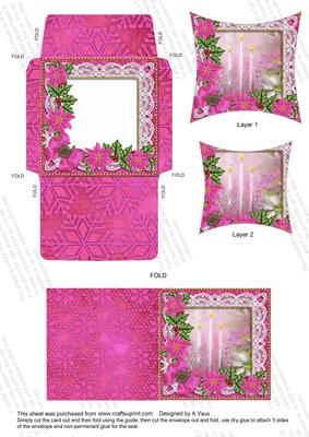 Pink Candles Poinsettia Mini Card Envelope Pointy Stacker