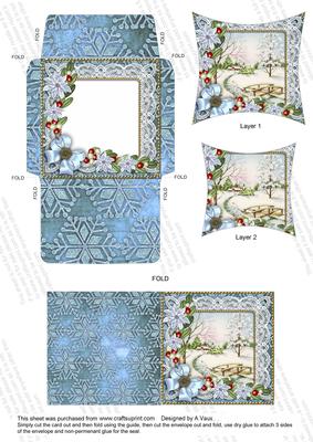 Pretty Snowscene Blue Mini Card Envelope Pointy Stacker