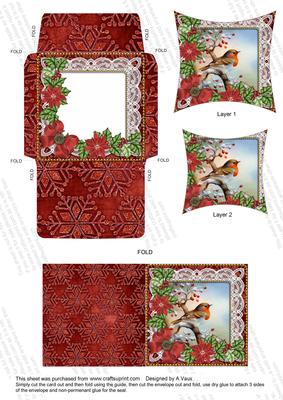 Red Robin 1 Poinsettia Mini Card Envelope Pointy Stacker