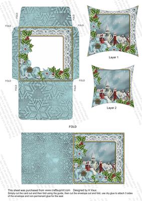 Rooftops Blue Poinsettia Mini Card Envelope Pointy Stacker