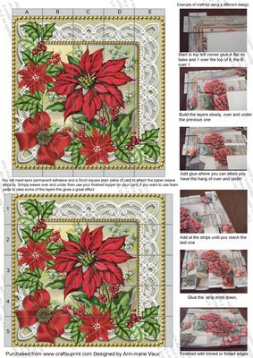All Red Poinsettia Olive 5inch 3D Paper Weaving Sheet