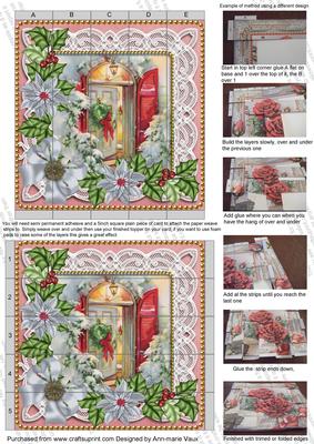 Christmas Door Poinsettia Pink 5inch 3D Paper Weaving Sheet