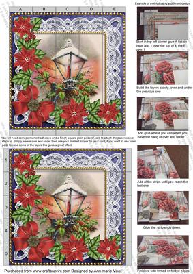 Lantern Red Poinsettia Blue 5inch 3D Paper Weaving Sheet