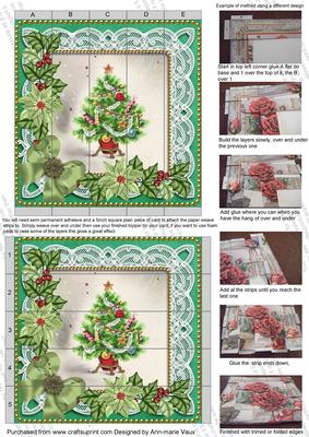 Elegant Tree Poinsettia Green 5inch 3D Paper Weaving Sheet