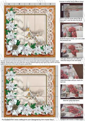 Ice Church Poinsettia Orange 5inch 3D Paper Weaving Sheet