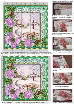 Pretty Snowscene Lilac Green 5inch 3D Paper Weaving Sheet