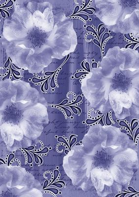 Blue Blossom Swirl Painted A4 Backing Paper