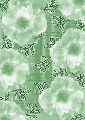 Mint Green Blossom Swirl Painted A4 Backing Paper