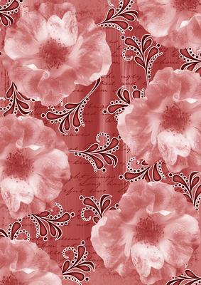 Red Blossom Swirl Painted A4 Backing Paper