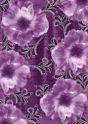 Purple Blossom Swirl Painted A4 Backing Paper