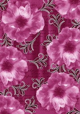 Cerise Blossom Swirl Painted A4 Backing Paper