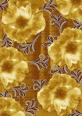 Gold Blossom Swirl Painted A4 Backing Paper