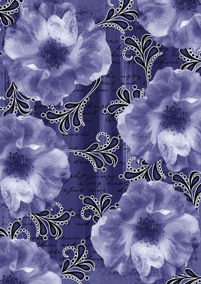 Dark Blue Blossom Swirl Painted A4 Backing Paper