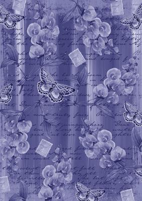 Blue Sweet Pea Painted Butterfly A4 Backing Paper