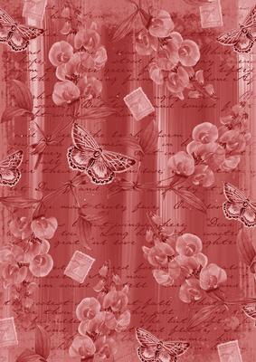 Red Sweet Pea Painted Butterfly A4 Backing Paper
