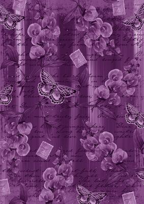 Purple Sweet Pea Painted Butterfly A4 Backing Paper