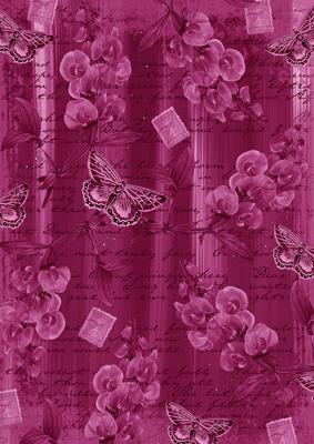 Cerise Sweet Pea Painted Butterfly A4 Backing Paper