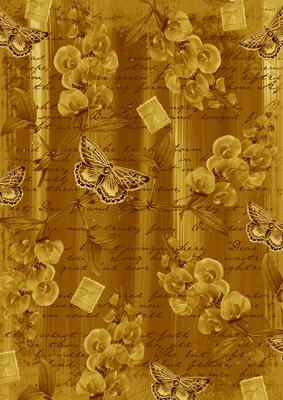 Gold Sweet Pea Painted Butterfly A4 Backing Paper