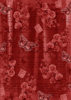Dark Red Sweet Pea Painted Butterfly A4 Backing Paper