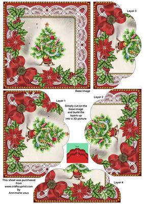 Elegant Tree Red Poinsettia 5in Scallop Bottom Stacker