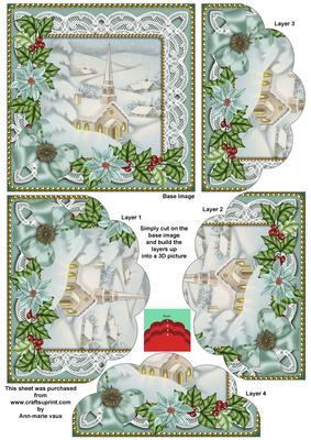 Ice Church Teal Poinsettia 5in Scallop Bottom Stacker