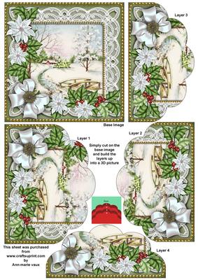 Pretty Snowscene Green Poinsettia 5in Scallop Bottom Stacker