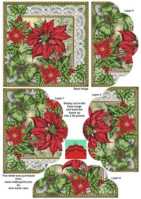 Red Green Poinsettia 5in Scallop Bottom Stacker