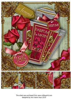 Rose Perfume 18th Birthday 8in Picture Topper