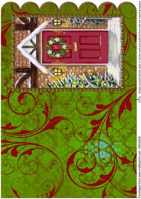 Christmas Front Door A5 Scallop Edge Card