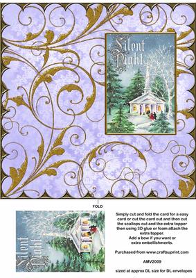 Christmas Blue Silent Night Scallop Edge Dl Card