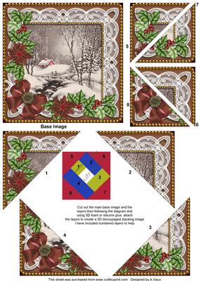 Winter Walk Bronze Poinsettia 5in Triangle Spiral Stacker
