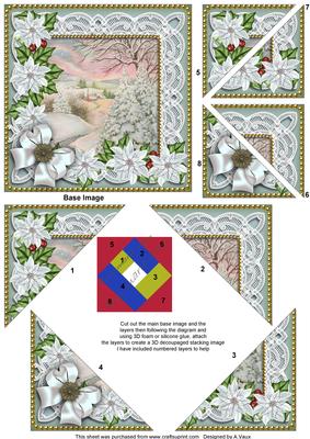Snow Scene Ice Poinsettia 5in Triangle Spiral Stacker
