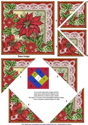 All Red Poinsettia 5in Triangle Spiral Stacker