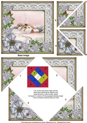 Pink Church Silver Poinsettia 5in Triangle Spiral Stacker