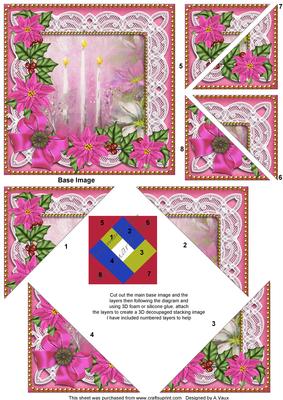 Pink Candles Poinsettia 5in Triangle Spiral Stacker