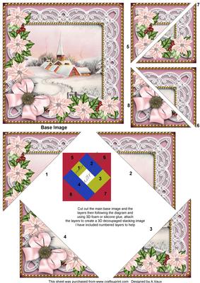 Pink Snow Church Pink Poinsettia 5in Triangle Spiral Stacker