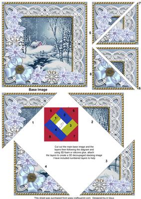 Blue Winter Walk Poinsettia 5in Triangle Spiral Stacker