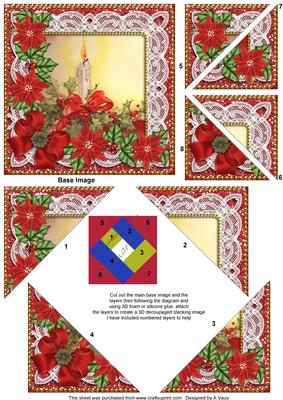 Red Candle Poinsettia 5in Triangle Spiral Stacker