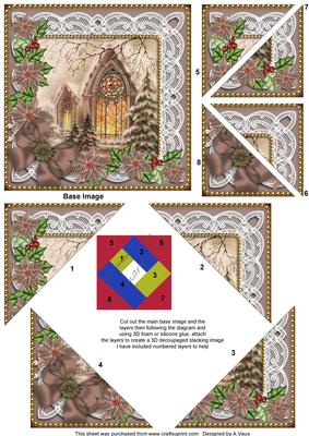 Church Window Poinsettia 5in Triangle Spiral Stacker