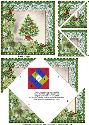 Elegant Tree Green Poinsettia 5in Triangle Spiral Stacker