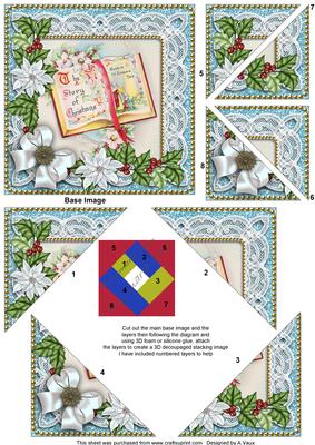 Glory Book Blue Poinsettia 5in Triangle Spiral Stacker