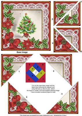 Elegant Tree Red Poinsettia 5in Triangle Spiral Stacker