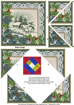 Dream Church Teal Poinsettia 5in Triangle Spiral Stacker