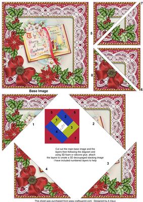 Glory Book Red Poinsettia 5in Triangle Spiral Stacker