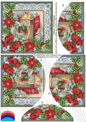 Christmas Door Poinsettia 5in Round Bottom Stacker