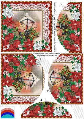 Christmas Lantern Red Poinsettia 5in Round Bottom Stacker