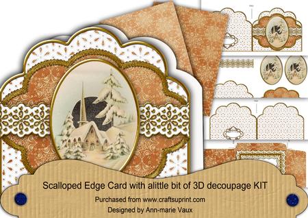 Pretty Church Anglaise Scallop 3D Decoupage Card Kit
